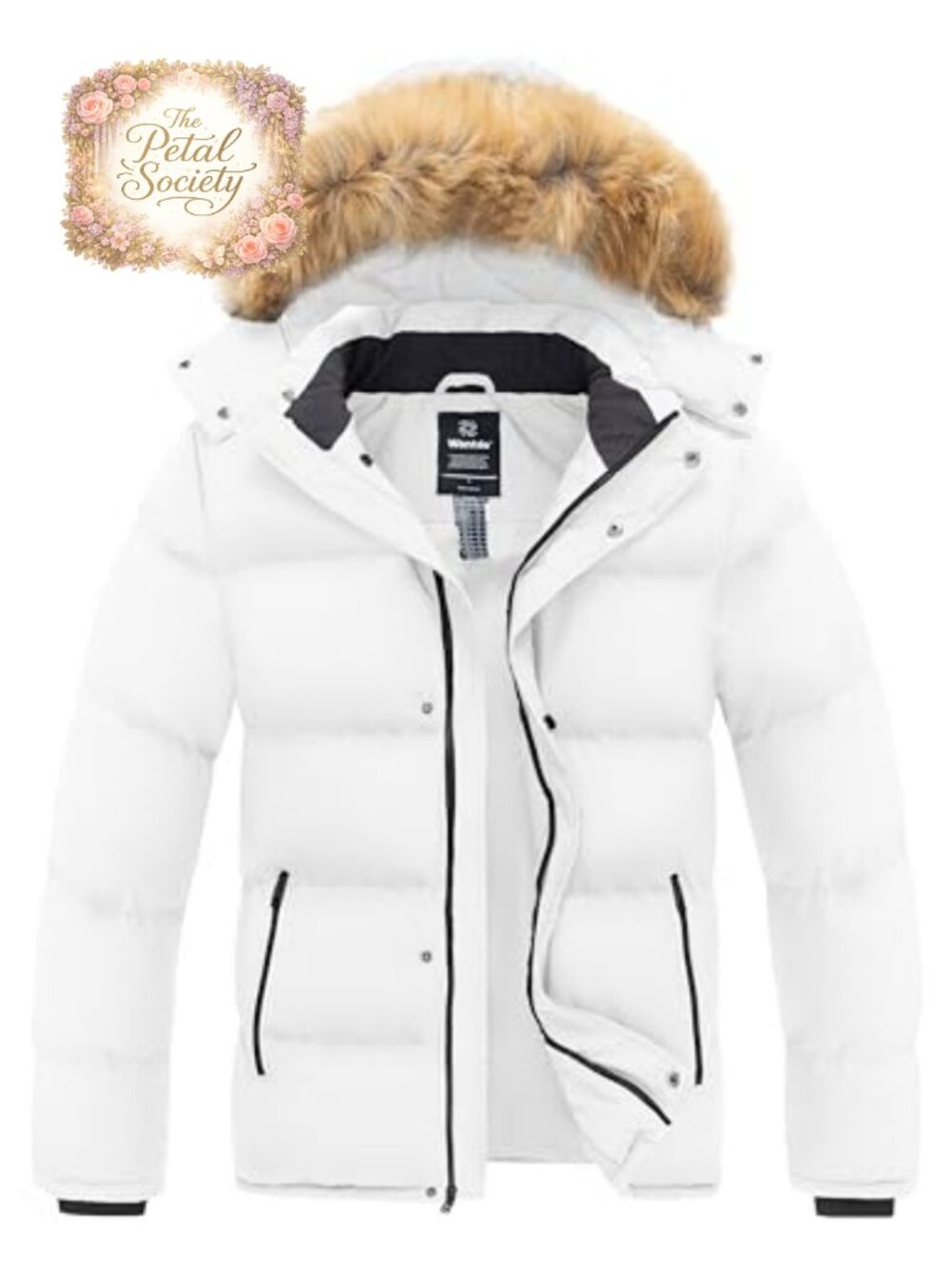 Men's Hooded Waterproof Puffer Winter Coat Warm Quilted Faux Fur Jacket